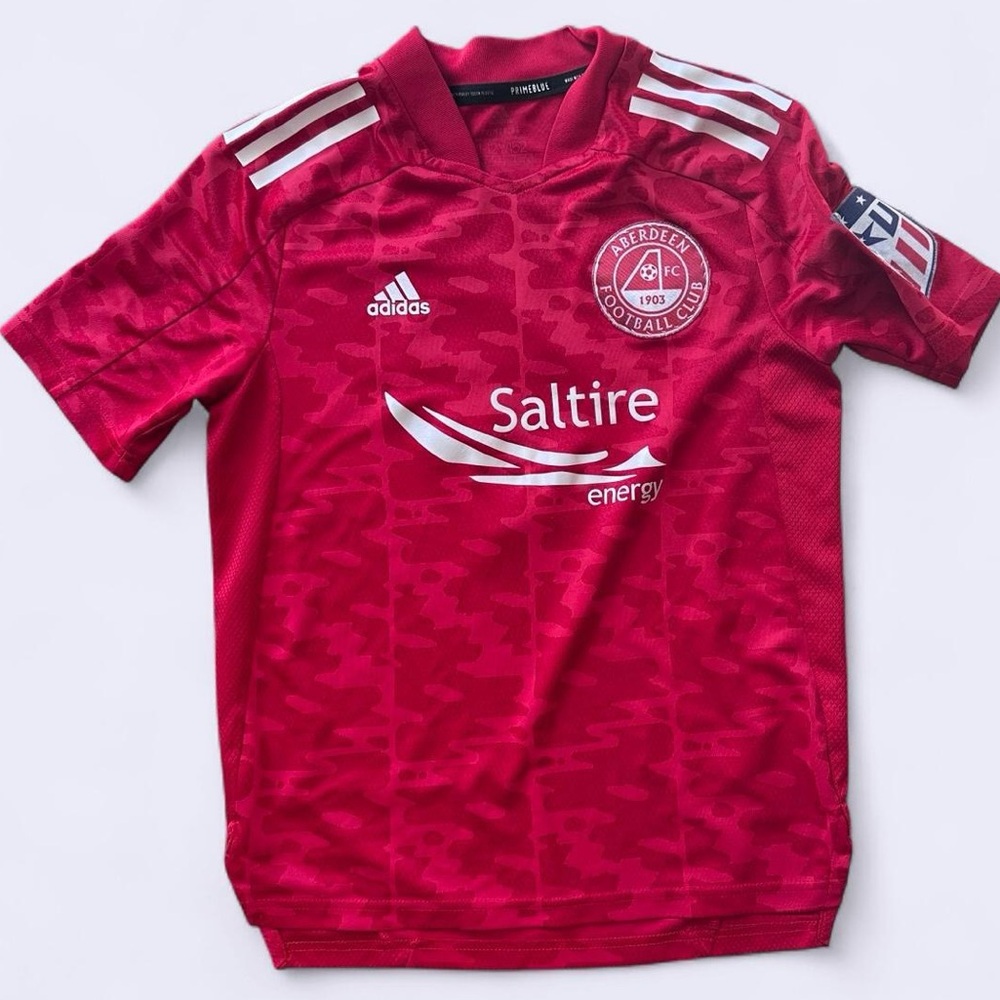 Adidas Aberdeen FC home jersey in red, youth size 11–12Y